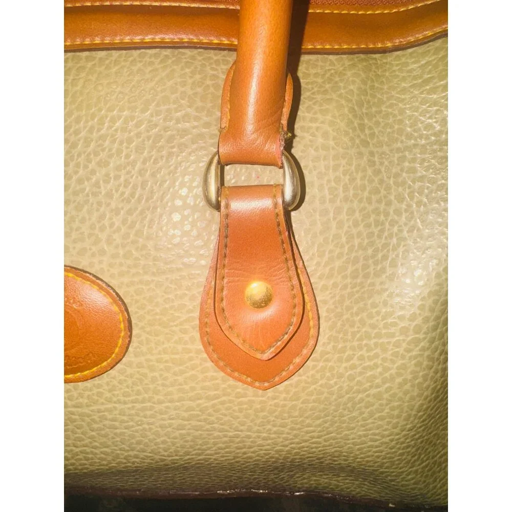 Vintage Y2K Preppy Braciano Belle Rose Pebble Leather Shoulder Handbag Olive Tan